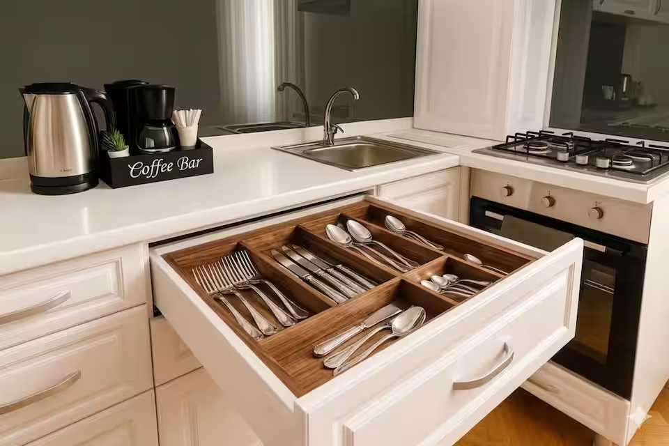 Una cucina con una tazza e un angolo caffè — appartamento a Oradea